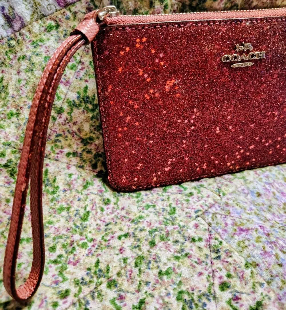 NWT Coach Star Glitter Wristlet, OxBlood Red MSRP 85.00